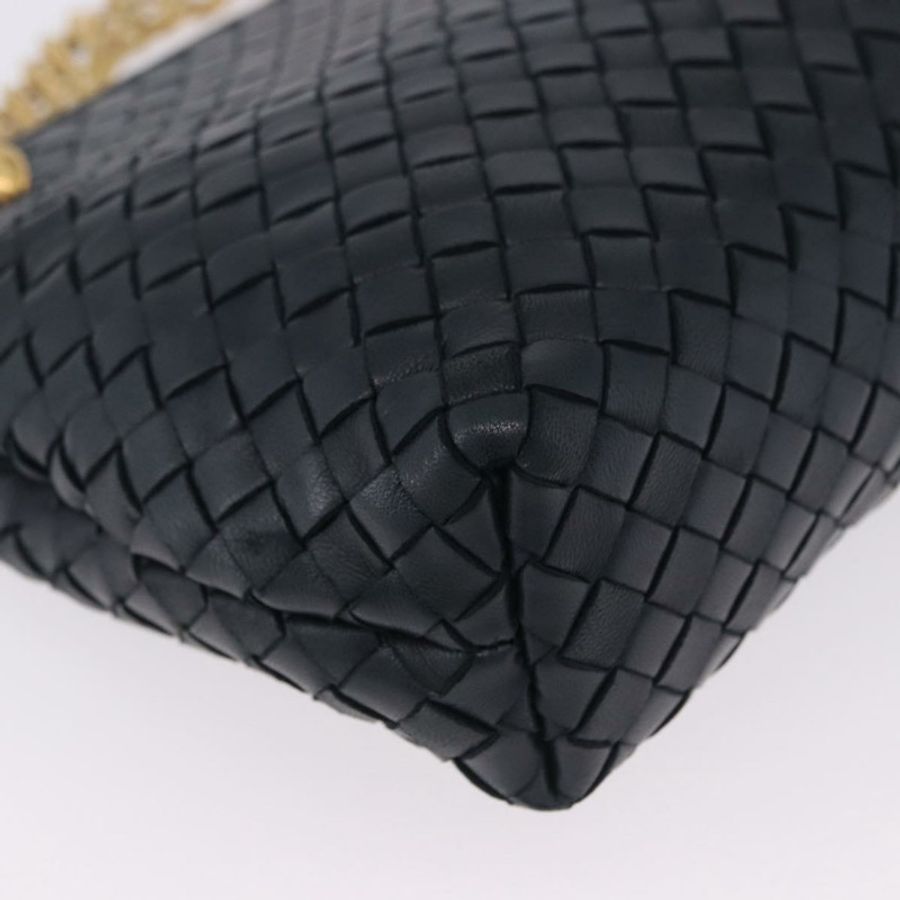 【日本直送】BOTTEGA VENETA INTRECCIATO 鏈條肩背包 皮革 海軍藍 金色 正品 191793V-8