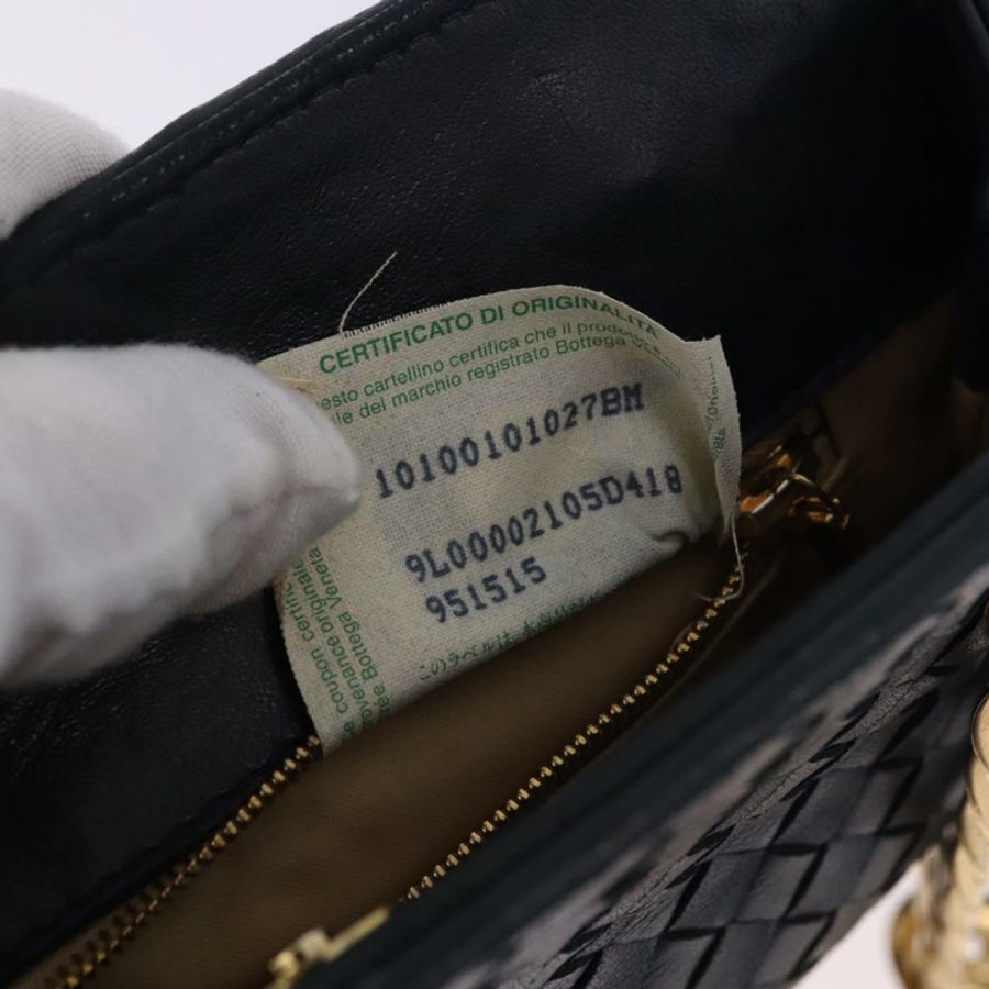 【日本直送】BOTTEGA VENETA INTRECCIATO 鏈條肩背包 皮革 海軍藍 金色 正品 191793V-10