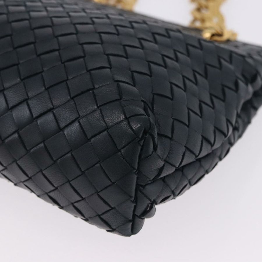 【日本直送】BOTTEGA VENETA INTRECCIATO 鏈條肩背包 皮革 海軍藍 金色 正品 191793V-13