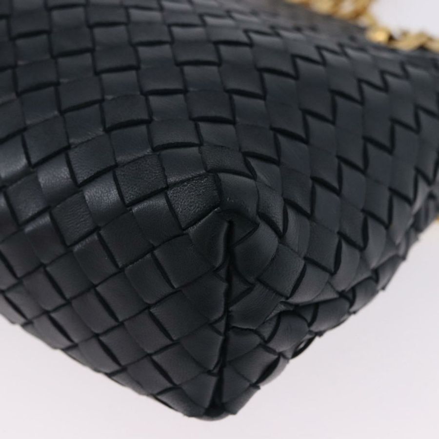 【日本直送】BOTTEGA VENETA INTRECCIATO 鏈條肩背包 皮革 海軍藍 金色 正品 191793V-15
