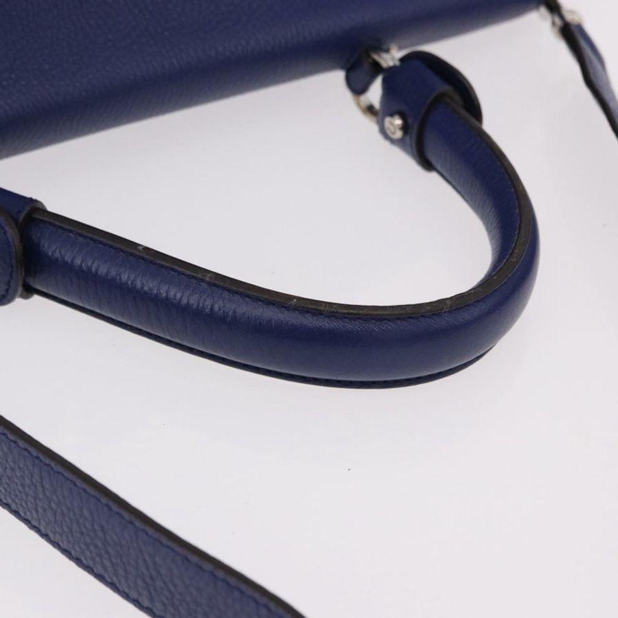 【日本直送】Salvatore Ferragamo Gancini 手提包 皮革 兩用 藍色 銀色 正品 192042A-6