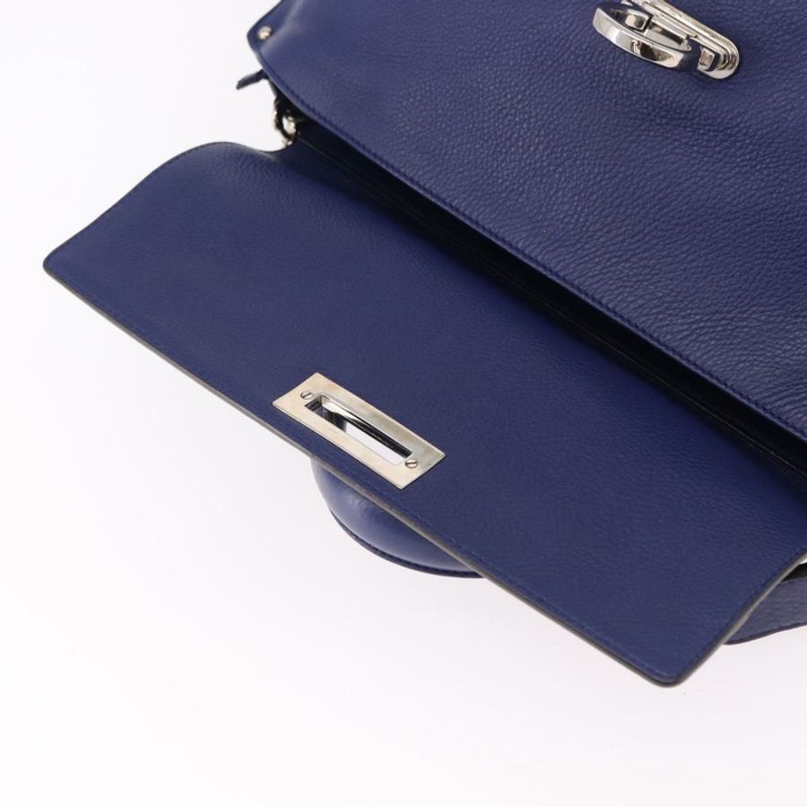 【日本直送】Salvatore Ferragamo Gancini 手提包 皮革 兩用 藍色 銀色 正品 192042A-19