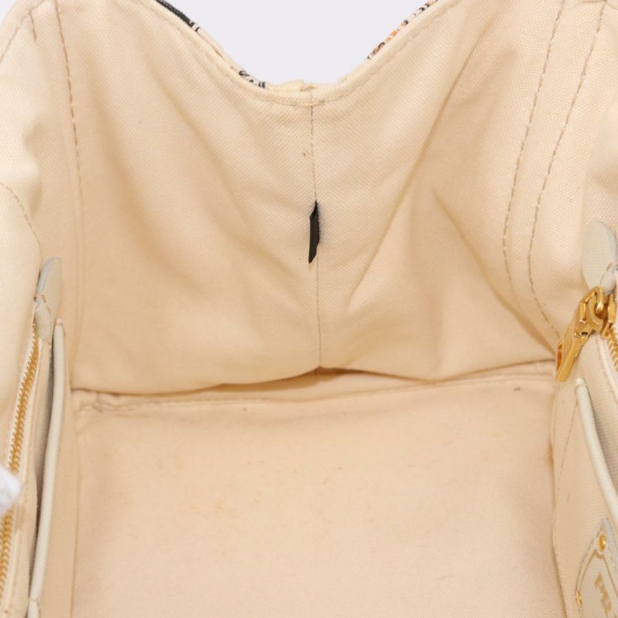 【日本直送】PRADA Canapa M 手袋 帆布 象牙色 金色 正品 192036A-18