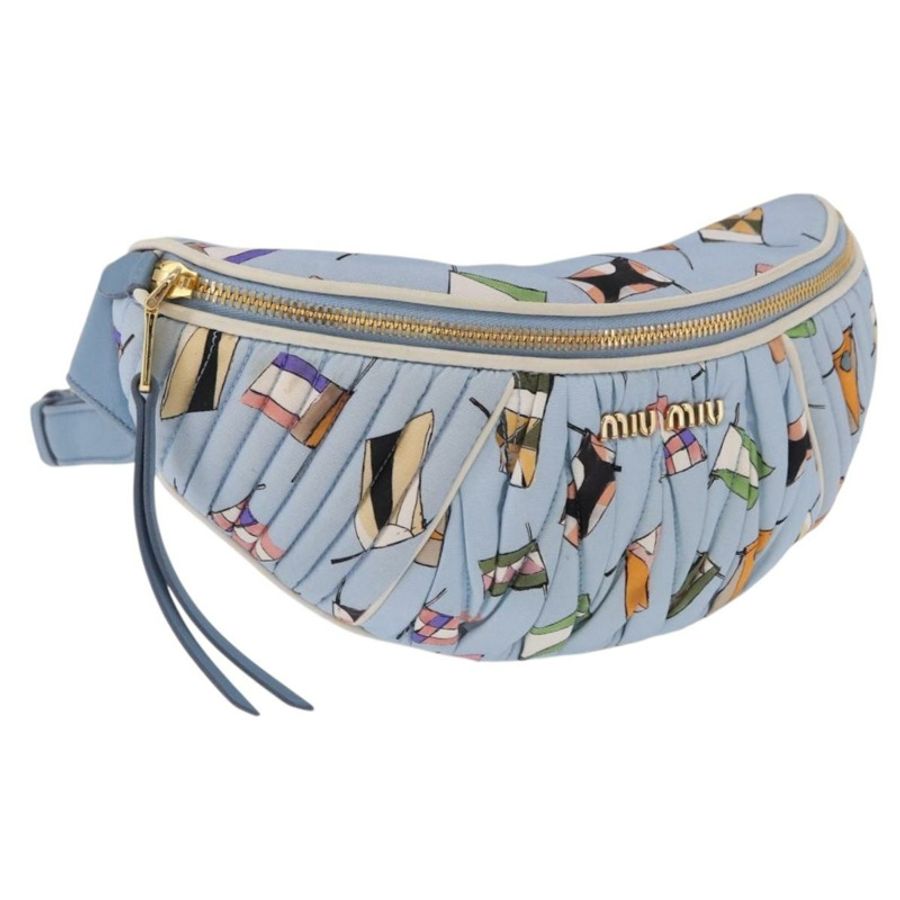 【日本直送】Miu Miu Matelasse 帆布斜背包 淺藍色 金 正品 192044V-0