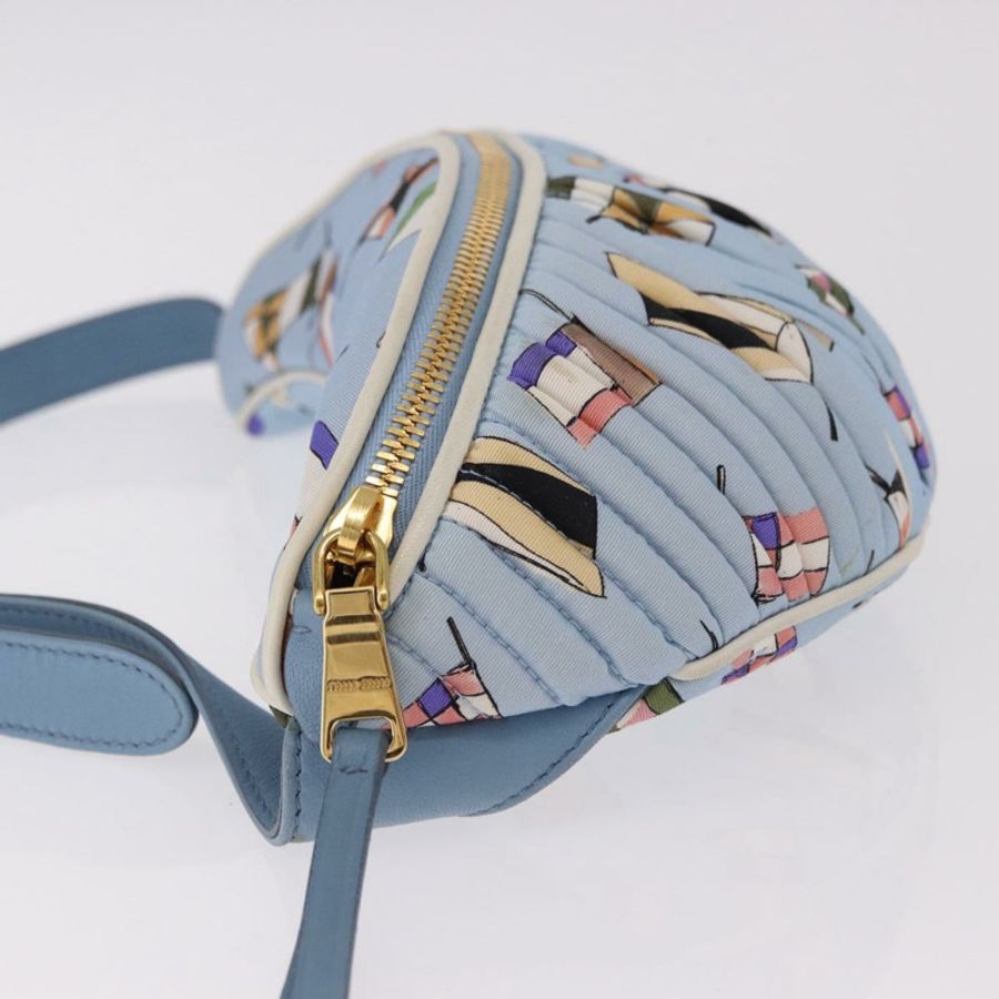 【日本直送】Miu Miu Matelasse 帆布斜背包 淺藍色 金 正品 192044V-3