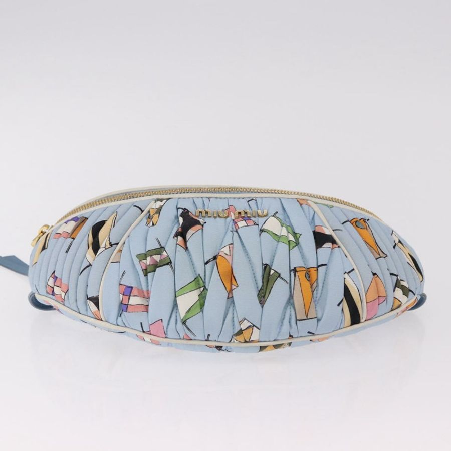 【日本直送】Miu Miu Matelasse 帆布斜背包 淺藍色 金 正品 192044V-5