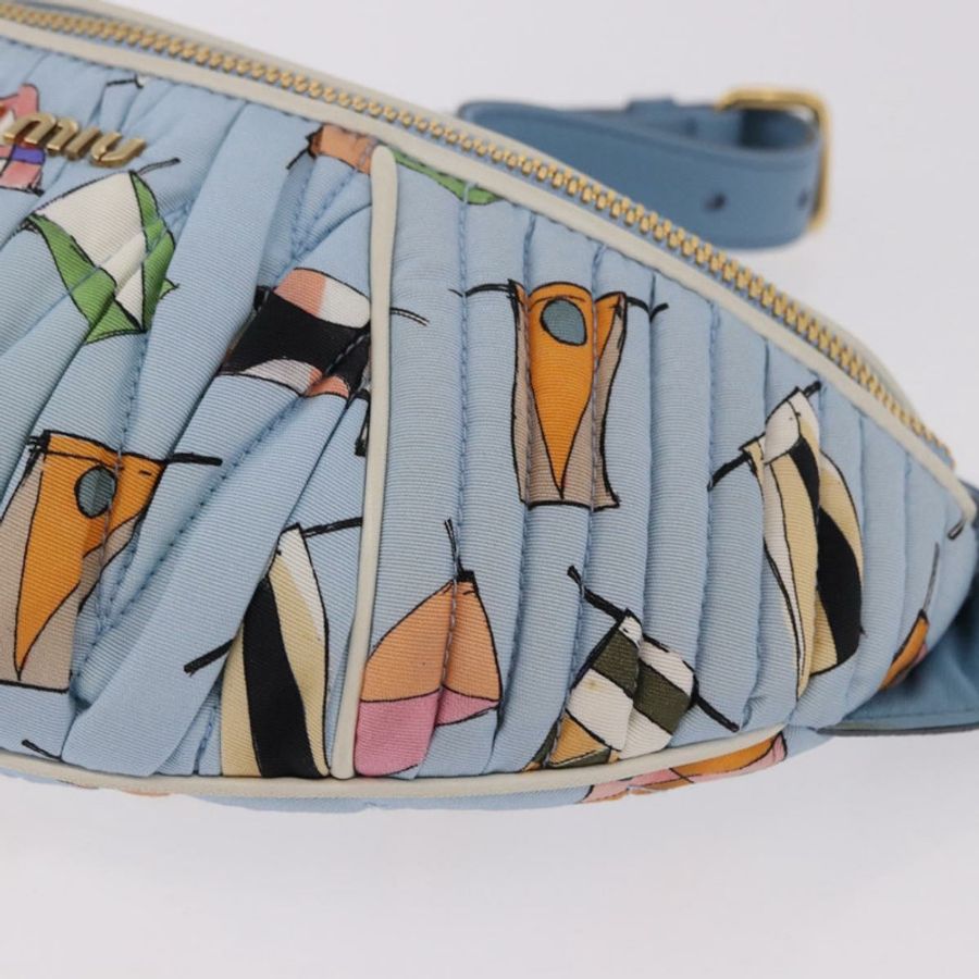 【日本直送】Miu Miu Matelasse 帆布斜背包 淺藍色 金 正品 192044V-15