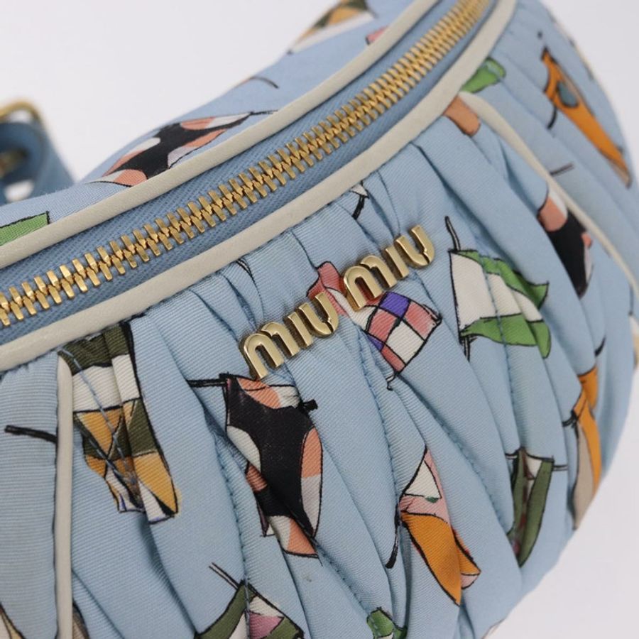 【日本直送】Miu Miu Matelasse 帆布斜背包 淺藍色 金 正品 192044V-18