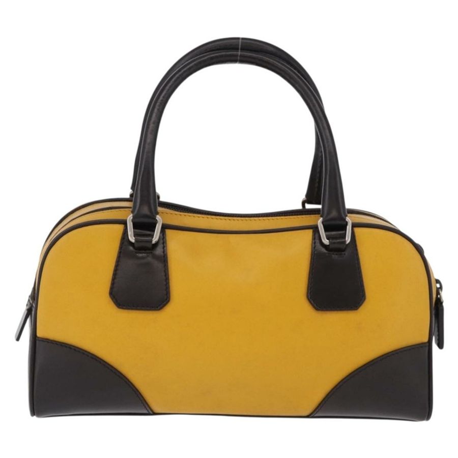 【日本直送】PRADA 手提包 皮革 黃色 銀色 正品 am12115V-1