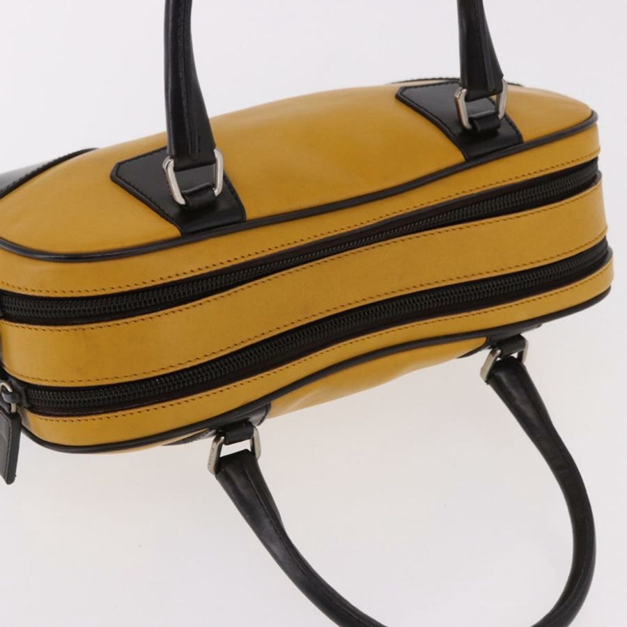 【日本直送】PRADA 手提包 皮革 黃色 銀色 正品 am12115V-5