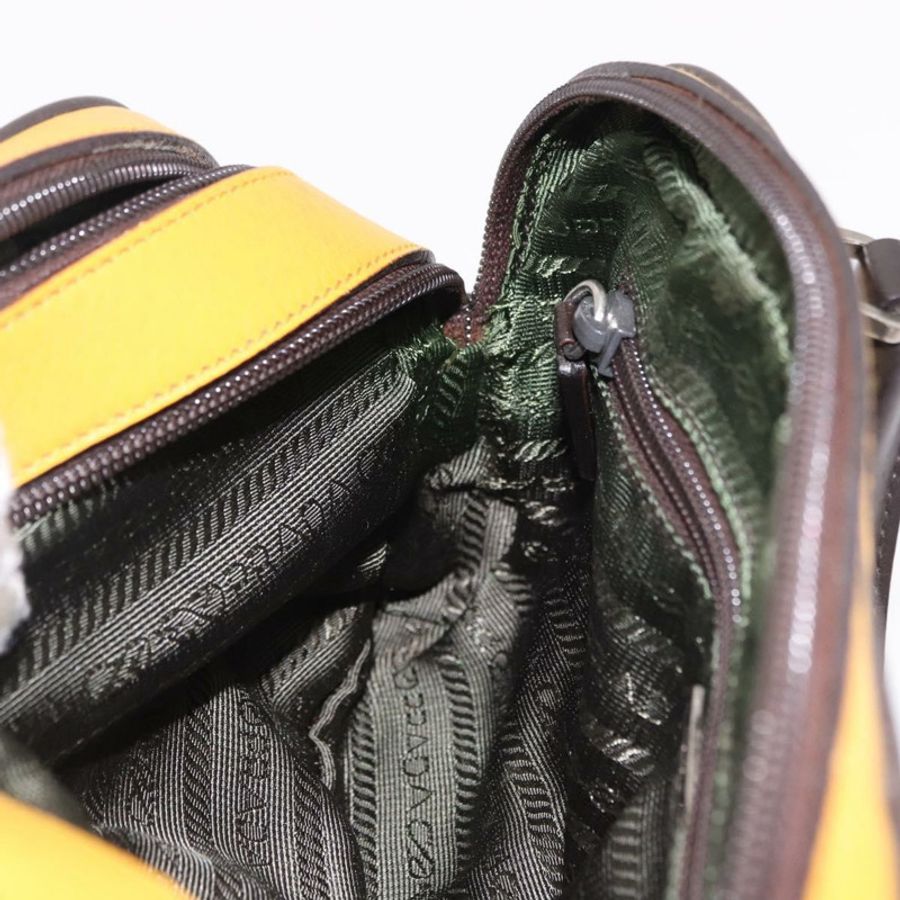 【日本直送】PRADA 手提包 皮革 黃色 銀色 正品 am12115V-20