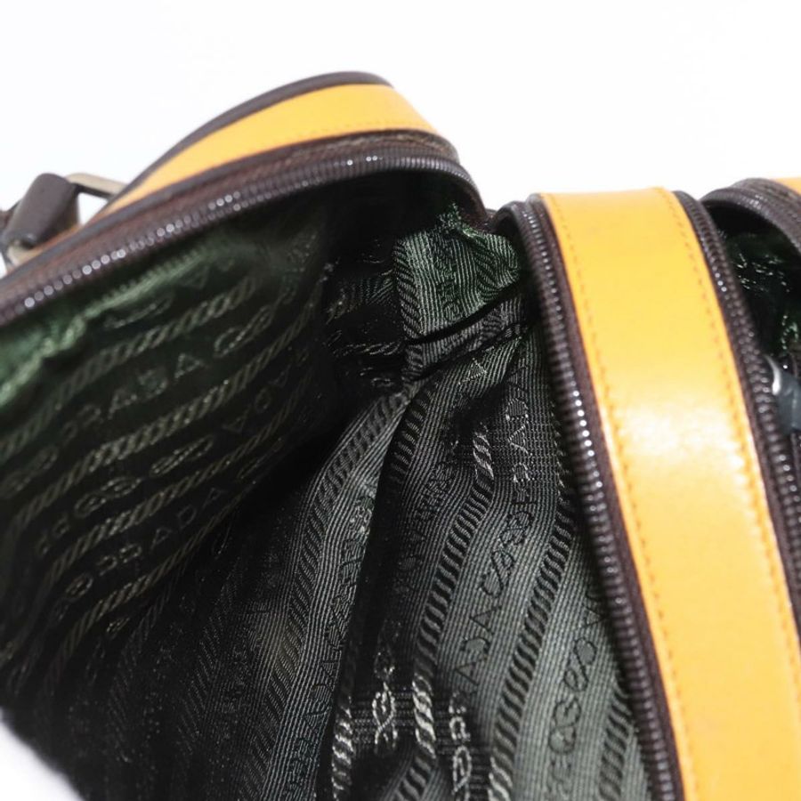 【日本直送】PRADA 手提包 皮革 黃色 銀色 正品 am12115V-22