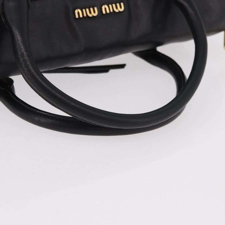 【日本直送】Miu Miu Matelasse 手提包 皮革 2way 黑色 金色 Auth am12113V-6