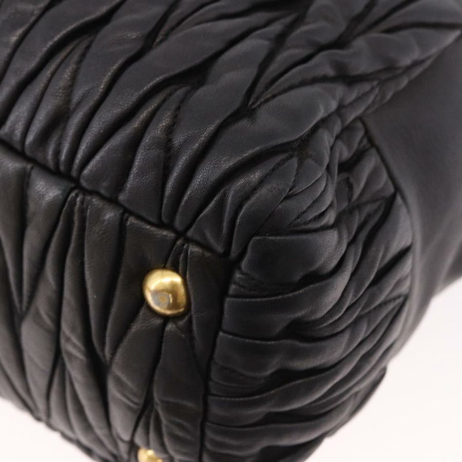 【日本直送】Miu Miu Matelasse 手提包 皮革 2way 黑色 金色 Auth am12113V-9