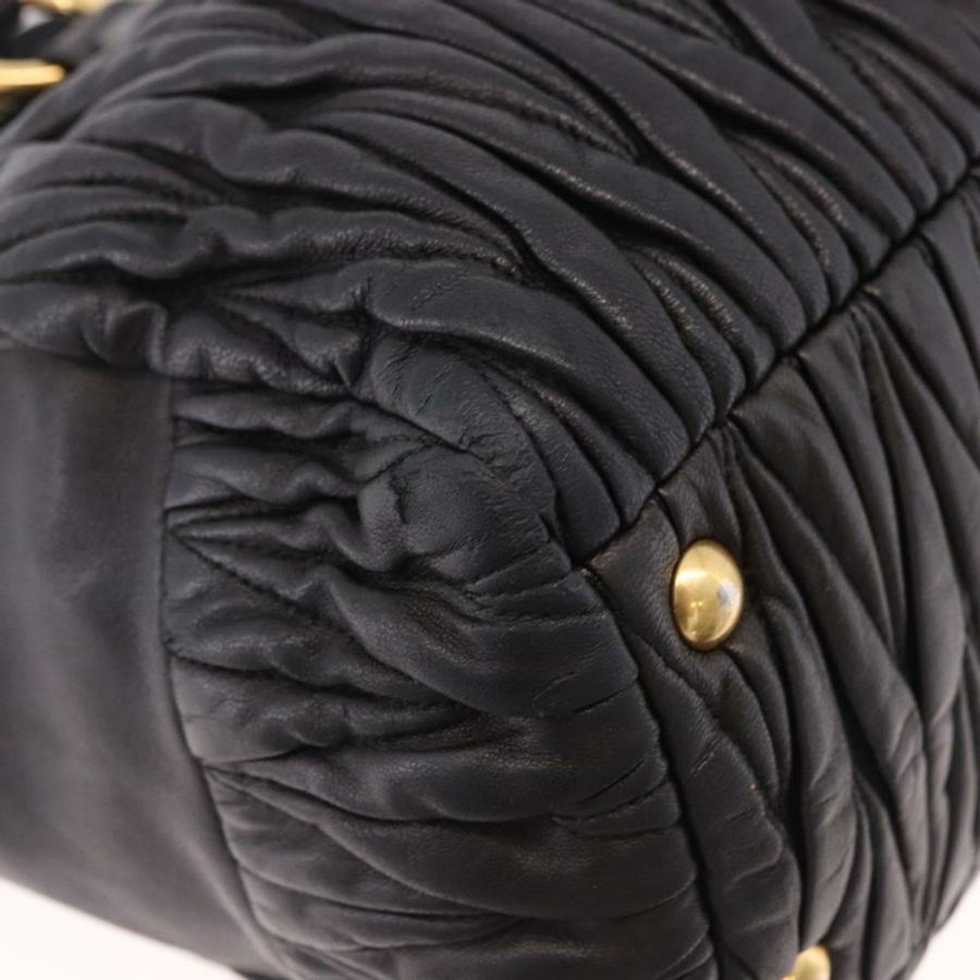 【日本直送】Miu Miu Matelasse 手提包 皮革 2way 黑色 金色 Auth am12113V-14