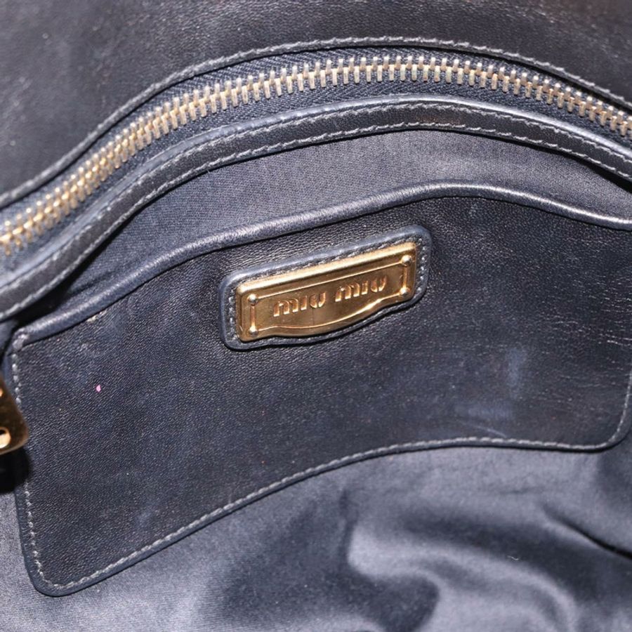 【日本直送】Miu Miu Matelasse 手提包 皮革 2way 黑色 金色 Auth am12113V-19