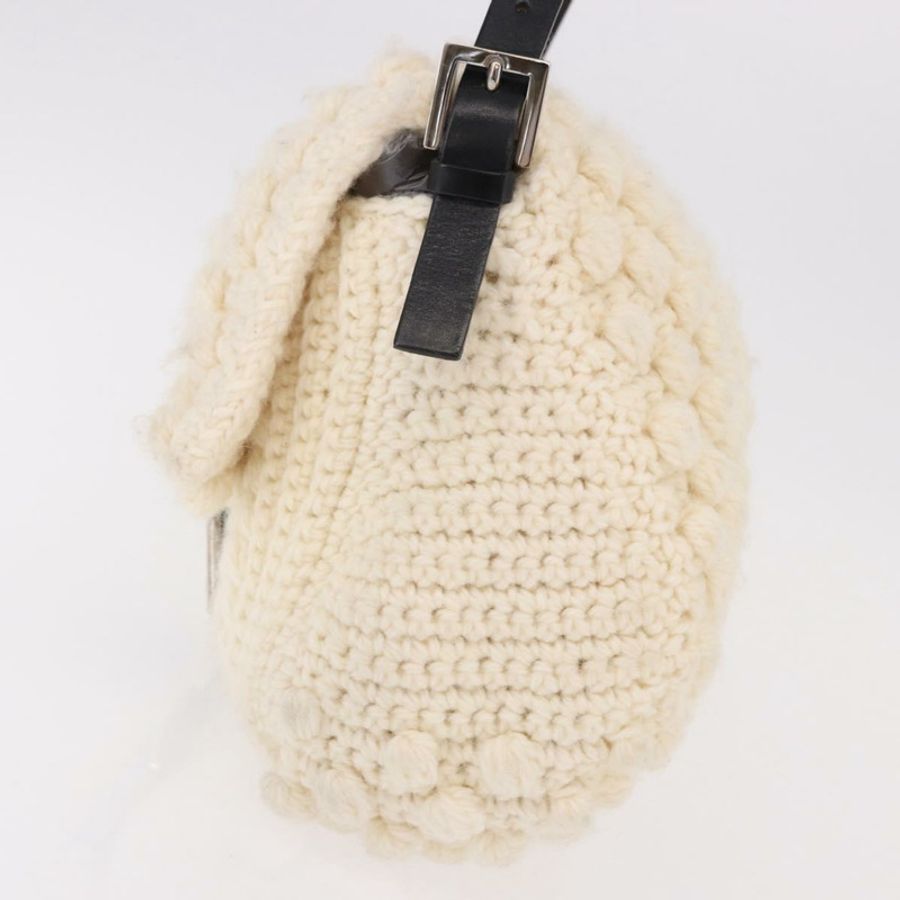 【日本直送】FENDI Mamma Baguette 肩背包 羊毛 白色 黑色 正品 am12117SAV-2