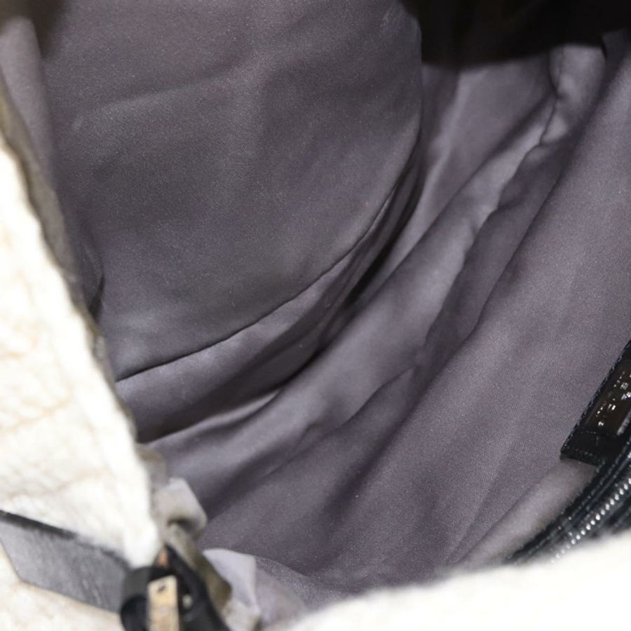 【日本直送】FENDI Mamma Baguette 肩背包 羊毛 白色 黑色 正品 am12117SAV-7