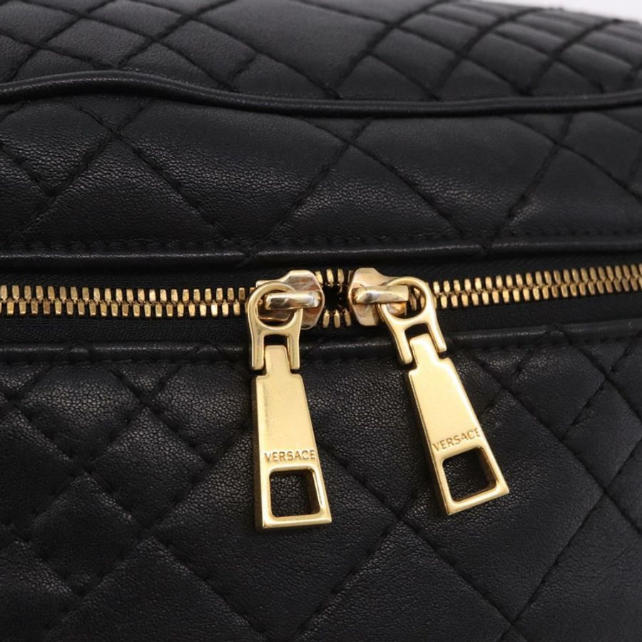 【日本直送】VERSACE 黑色金色皮革斜背包 Auth am12055V-9