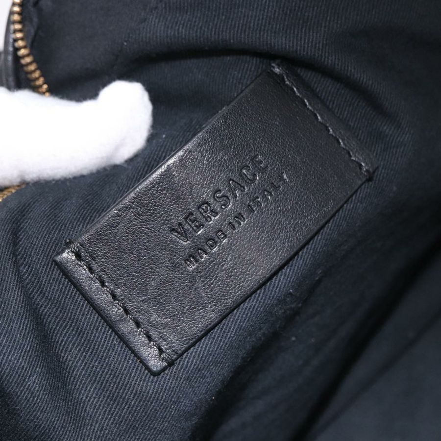 【日本直送】VERSACE 黑色金色皮革斜背包 Auth am12055V-17
