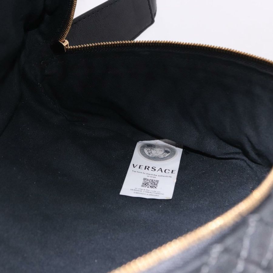 【日本直送】VERSACE 黑色金色皮革斜背包 Auth am12055V-18