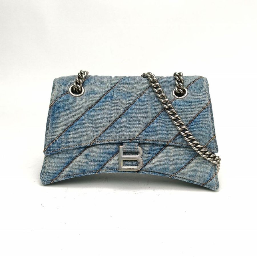 BALENCIAGA 牛仔藍CRUSH沙漏手提單肩包小號肩背包-0