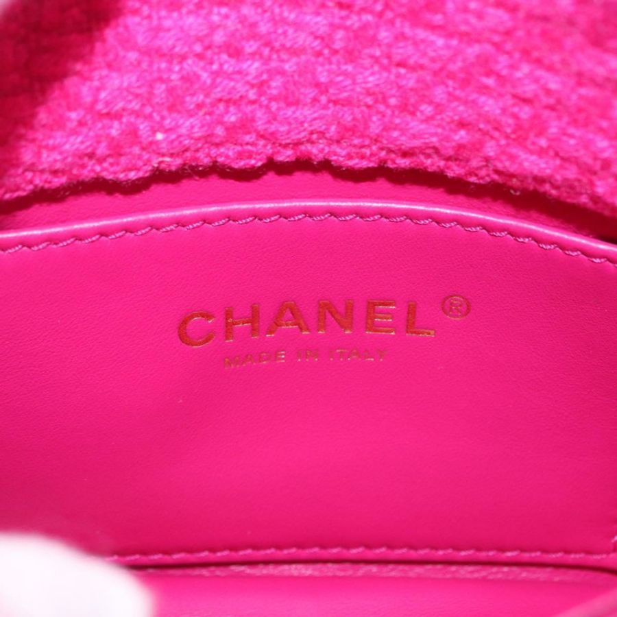 【日本直送】香奈兒 (CHANEL) 迷你絎縫 18 鏈條肩背包,斜紋軟呢粉紅色金色雙C標誌,貨號 192078SM-20