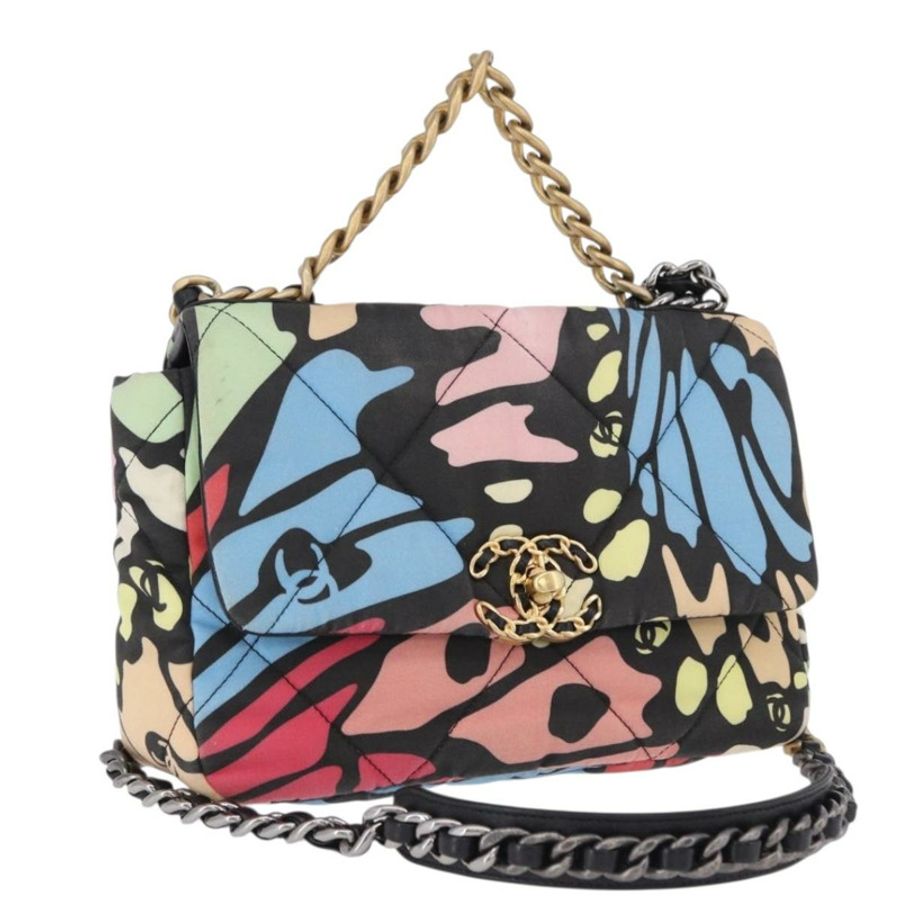 【日本直送】香奈兒 (CHANEL) Matelasse 鏈條肩背包 帆布 2way Multicolor 金色 CC 標誌 Auth 192081M-0