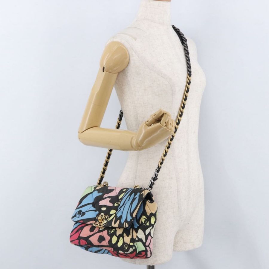 【日本直送】香奈兒 (CHANEL) Matelasse 鏈條肩背包 帆布 2way Multicolor 金色 CC 標誌 Auth 192081M-24