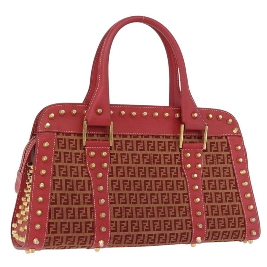 【日本直送】FENDI Zucchino帆布手提包 紅色金色 正品 192125A-0