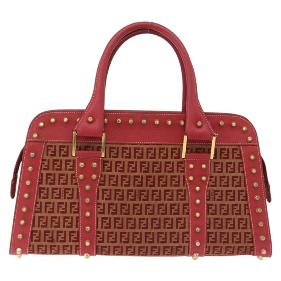 【日本直送】FENDI Zucchino帆布手提包 紅色金色 正品 192125A-1
