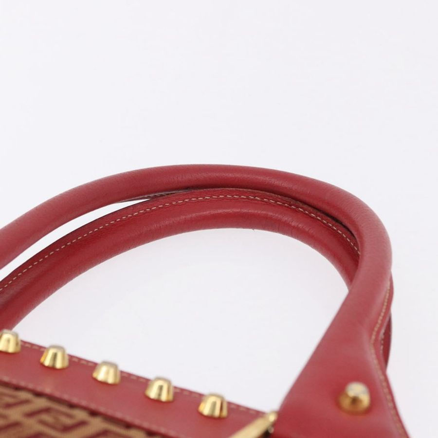 【日本直送】FENDI Zucchino帆布手提包 紅色金色 正品 192125A-7