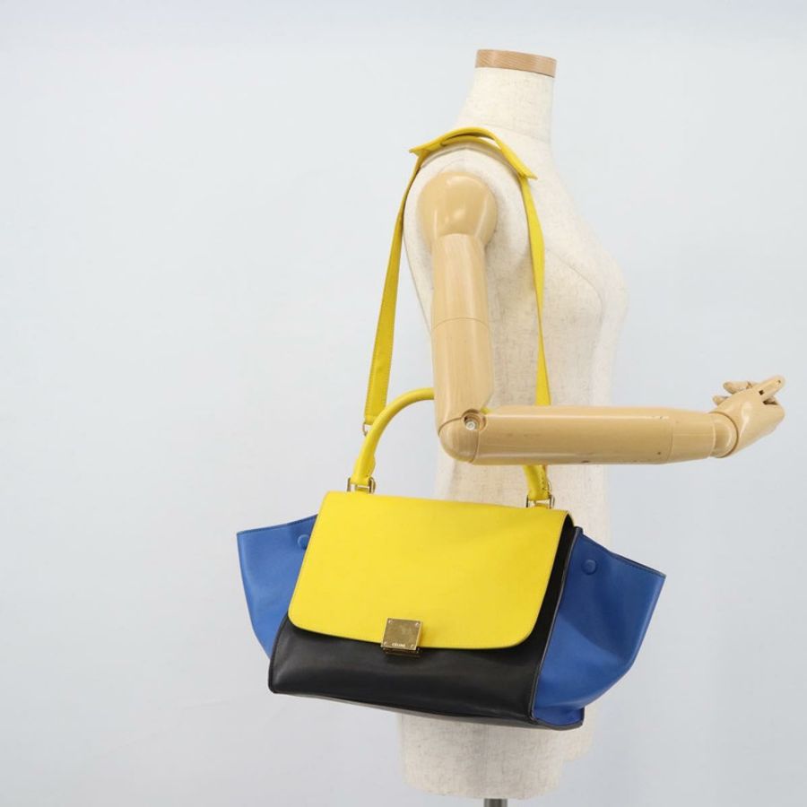 【日本直送】CELINE Trapeze 手提包 皮革 2way 黃金色 Auth 192289A-25