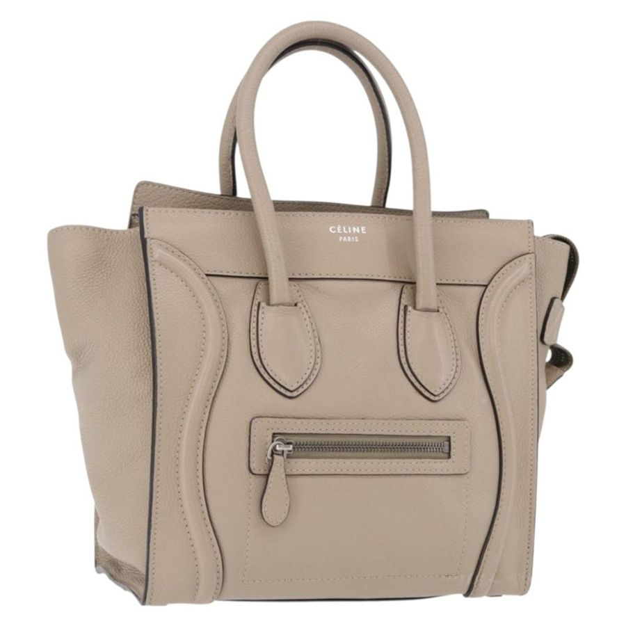 【日本直送】CELINE Luggage Micro Shopper 手提包,米色皮革,正品,貨號 191824V-0