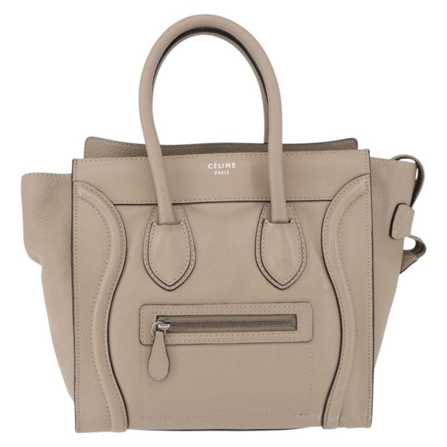 【日本直送】CELINE Luggage Micro Shopper 手提包,米色皮革,正品,貨號 191824V-12