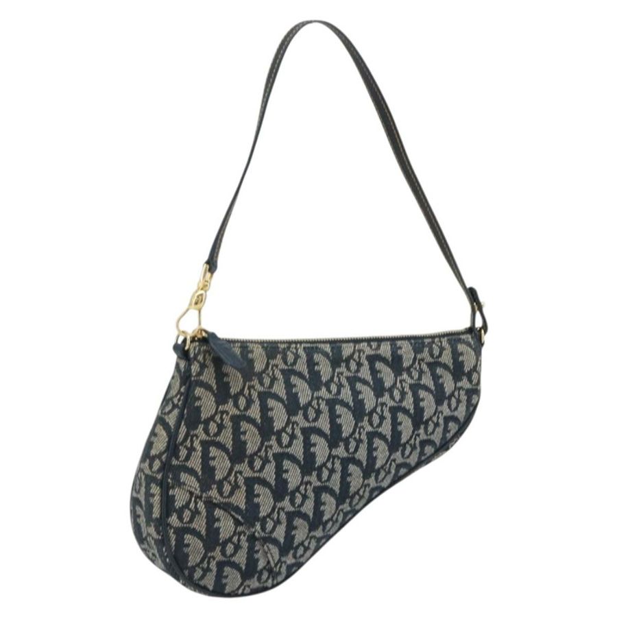 【日本直送】Christian Dior Trotter帆布馬鞍包 海軍藍 金色 正品 192762V-0