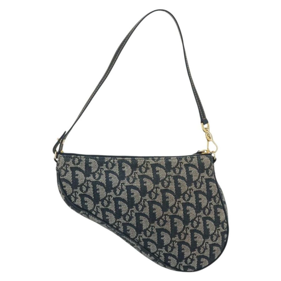 【日本直送】Christian Dior Trotter帆布馬鞍包 海軍藍 金色 正品 192762V-1