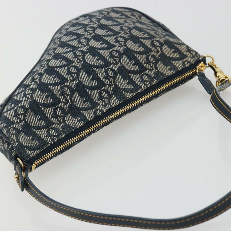 【日本直送】Christian Dior Trotter帆布馬鞍包 海軍藍 金色 正品 192762V-5