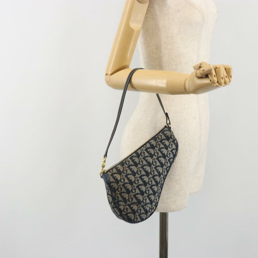 【日本直送】Christian Dior Trotter帆布馬鞍包 海軍藍 金色 正品 192762V-21
