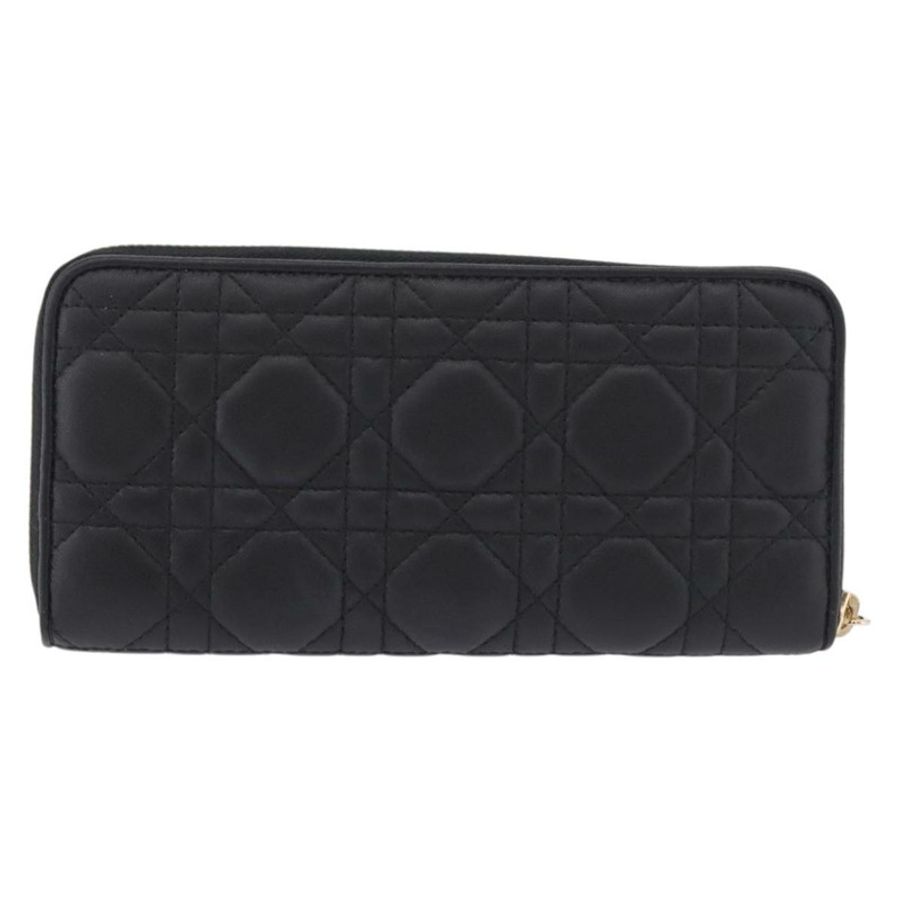【日本直送】Christian Dior Lady Dior Canage 長皮夾,羊皮材質,黑色,金色,正品,貨號 191131M-1