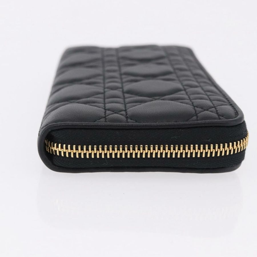 【日本直送】Christian Dior Lady Dior Canage 長皮夾,羊皮材質,黑色,金色,正品,貨號 191131M-2