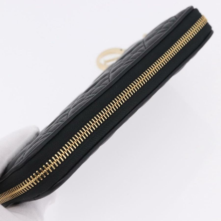 【日本直送】Christian Dior Lady Dior Canage 長皮夾,羊皮材質,黑色,金色,正品,貨號 191131M-4