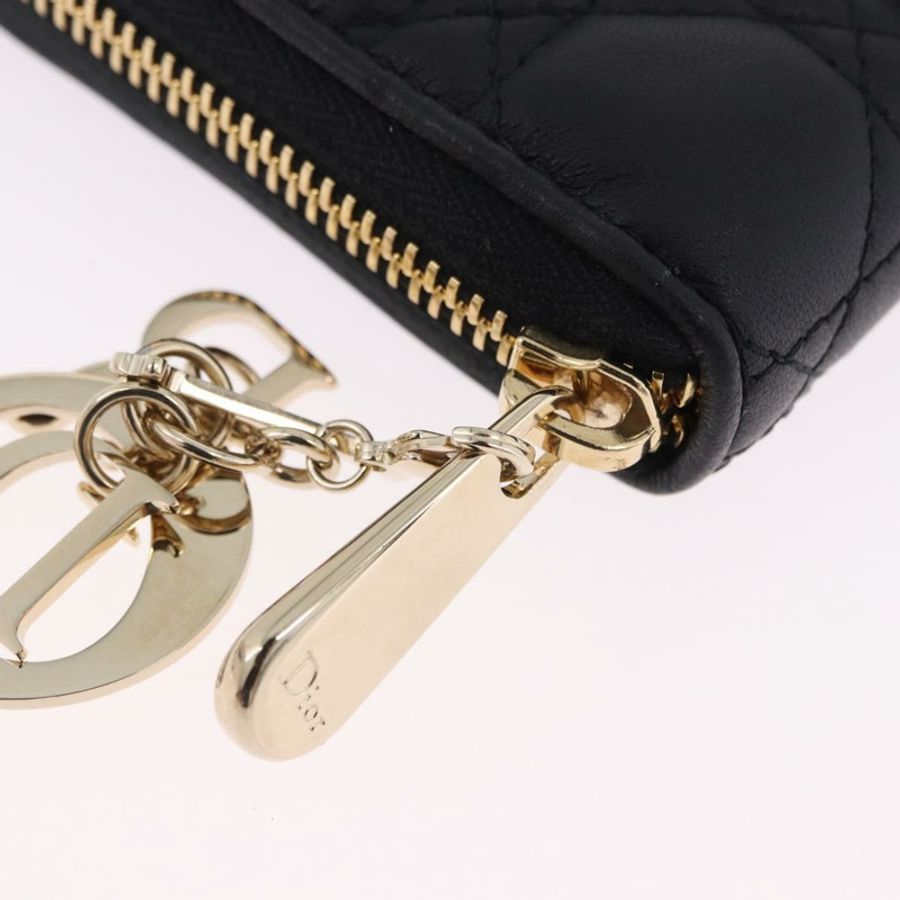 【日本直送】Christian Dior Lady Dior Canage 長皮夾,羊皮材質,黑色,金色,正品,貨號 191131M-6