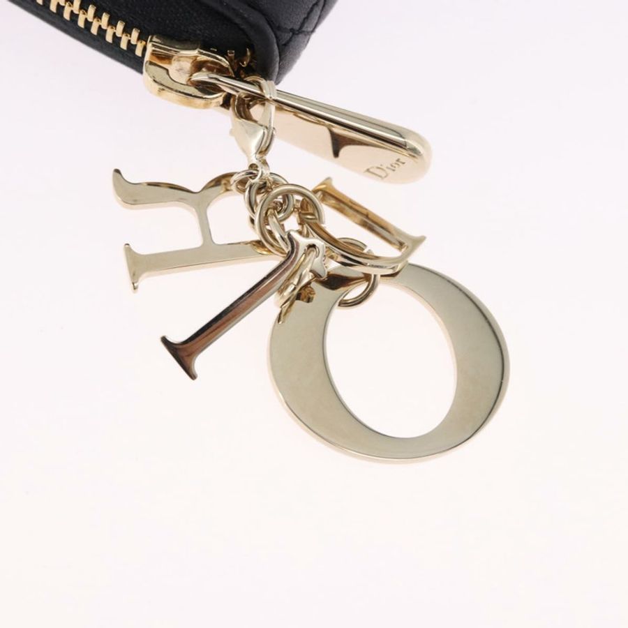 【日本直送】Christian Dior Lady Dior Canage 長皮夾,羊皮材質,黑色,金色,正品,貨號 191131M-7