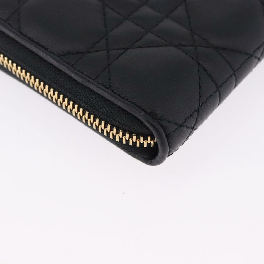 【日本直送】Christian Dior Lady Dior Canage 長皮夾,羊皮材質,黑色,金色,正品,貨號 191131M-13