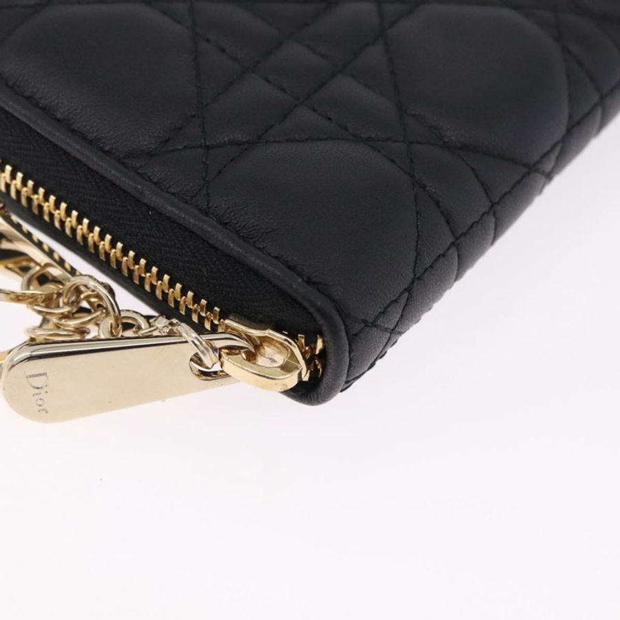 【日本直送】Christian Dior Lady Dior Canage 長皮夾,羊皮材質,黑色,金色,正品,貨號 191131M-15