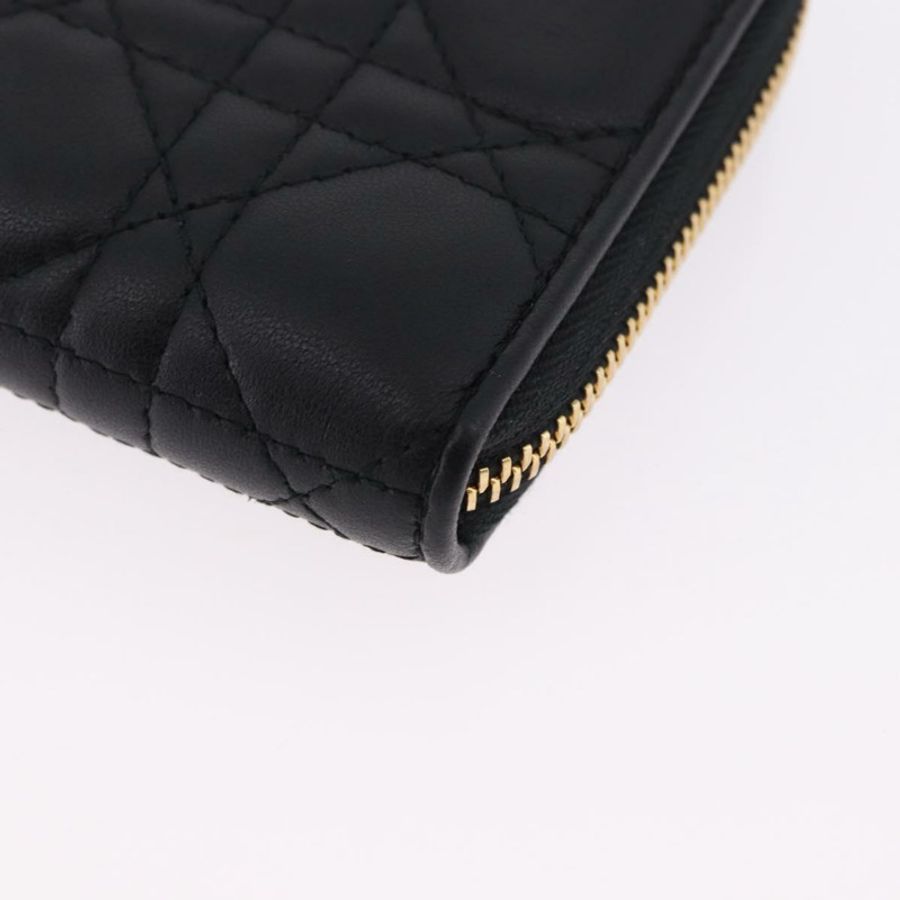 【日本直送】Christian Dior Lady Dior Canage 長皮夾,羊皮材質,黑色,金色,正品,貨號 191131M-16