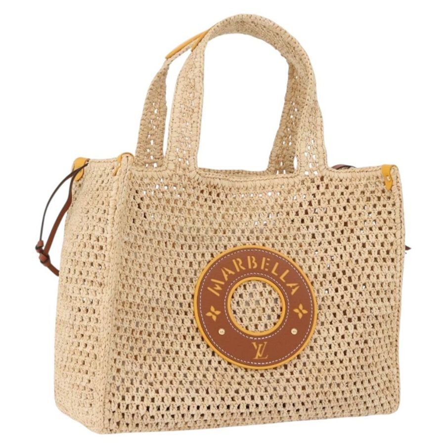 【日本直送】路易威登 (LOUIS VUITTON) 泳池邊隨行 MM 拉菲草米色手袋 M24723 LV 正品 192900SAM-0