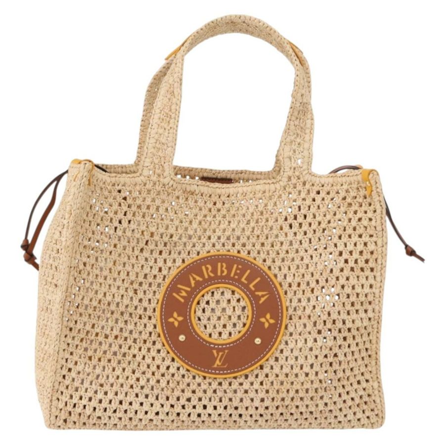 【日本直送】路易威登 (LOUIS VUITTON) 泳池邊隨行 MM 拉菲草米色手袋 M24723 LV 正品 192900SAM-12