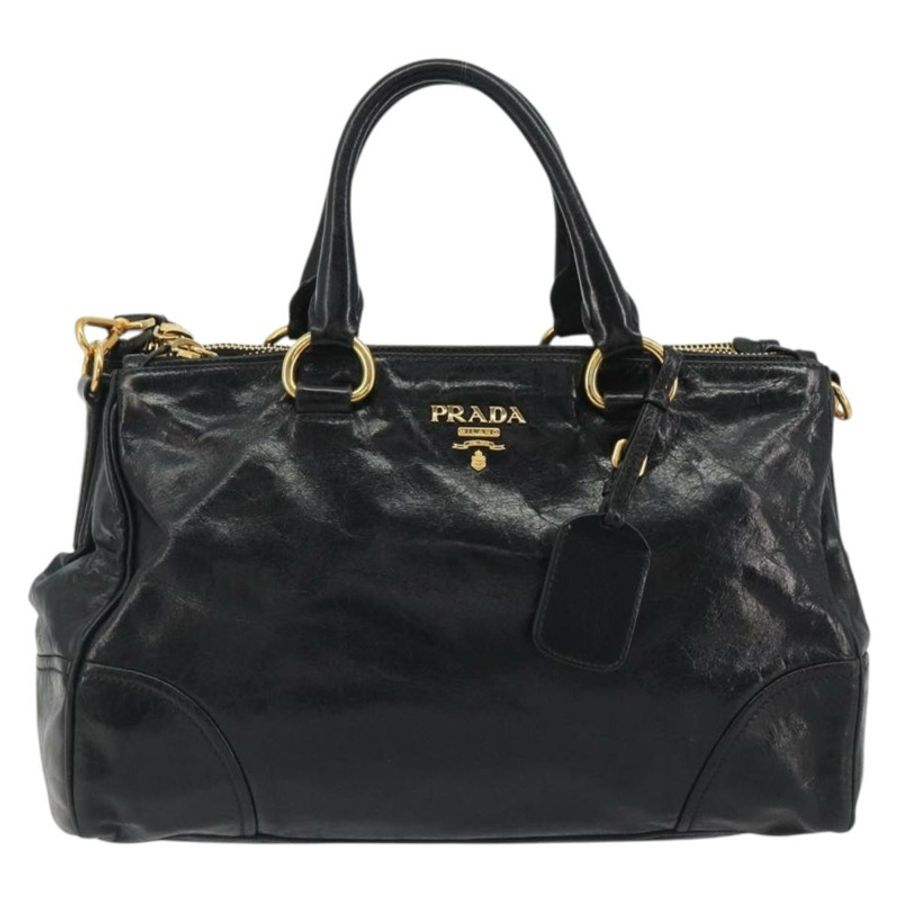 【日本直送】PRADA 手提包 皮革 兩用 黑色 金色 正品 192927V-12